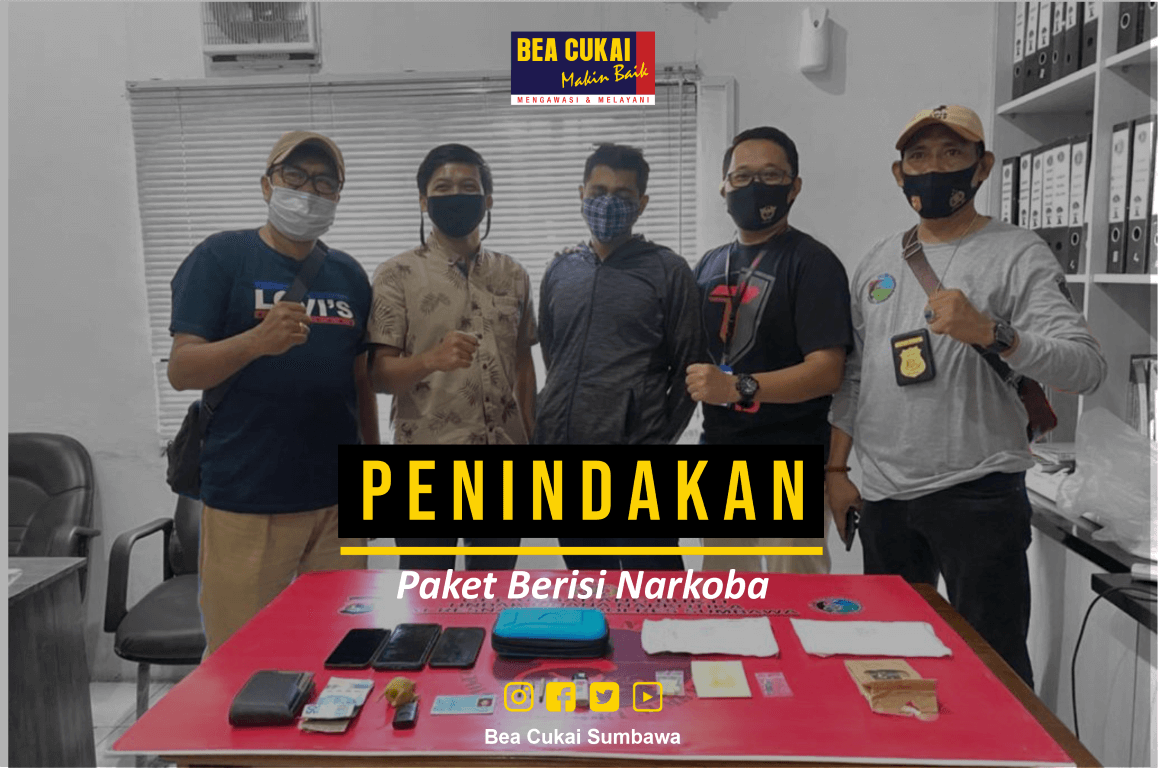 Penindakan terhadap narkotika yang dikirim melalui perusahaan jasa pengiriman kembali dilaksanakan oleh Bea Cukai Sumbawa